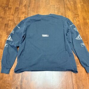 YoungLA Cars N Curls Racing Long Sleeve Shirt Navy Blue Raw Hem Mens Medium 8037